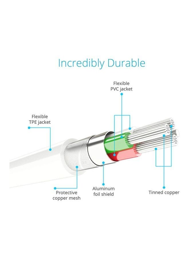 NIBEMINENT Multi Compatible Cable 1 Meter, MicroUSB cable with Lightning Adapter -3.2feet- White  - Image 5