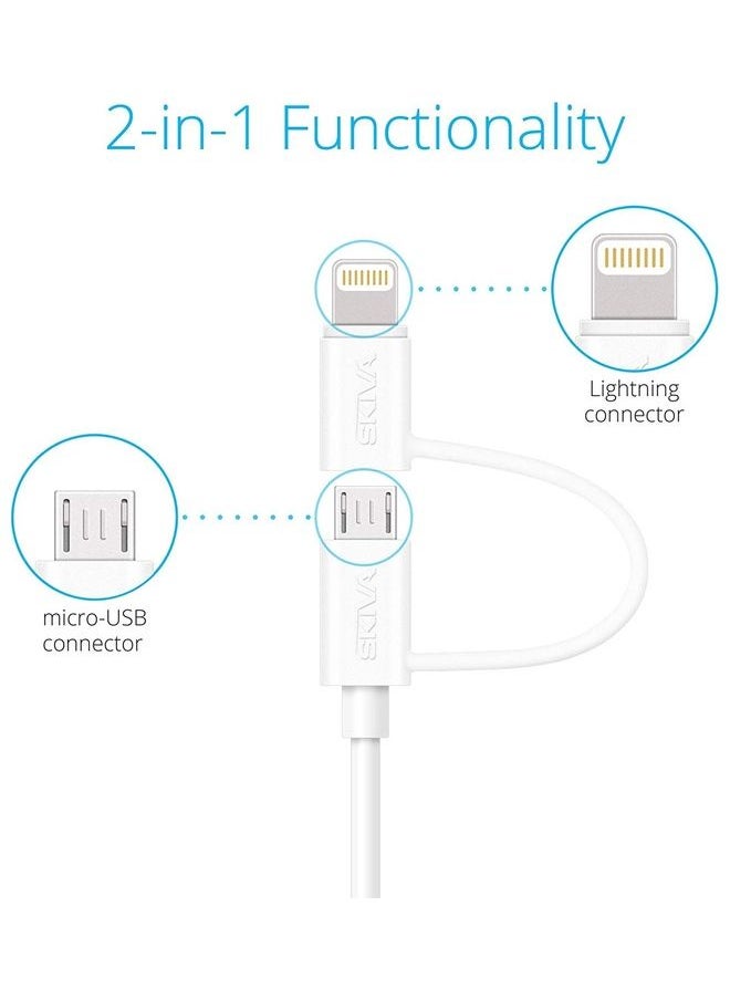 NIBEMINENT Multi Compatible Cable 1 Meter, MicroUSB cable with Lightning Adapter -3.2feet- White  - Image 3