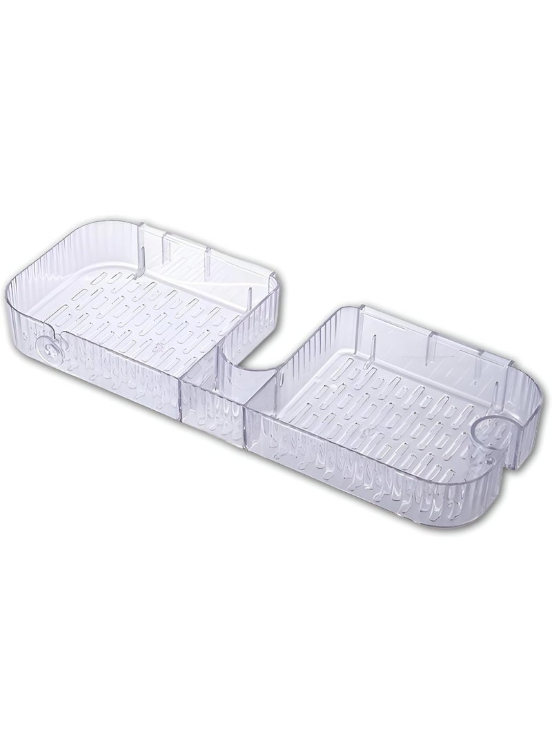 كيتشينو رف استحمام - علبة اكريليك أنيقة وعملية مع حامل لاصق قوي، مصممة لحمل الشامبو وغسول الجسم والليفة مع رأس دش مخصص أو خطاف ملحق - Image 1