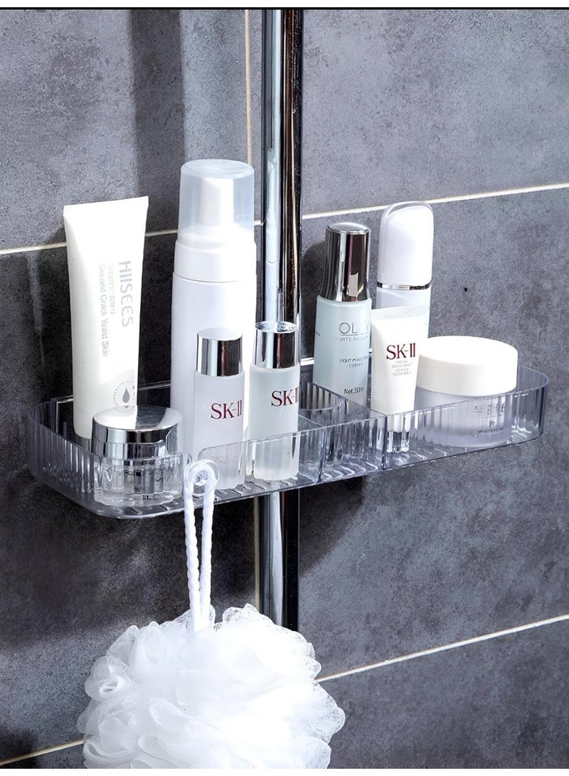 كيتشينو رف استحمام - علبة اكريليك أنيقة وعملية مع حامل لاصق قوي، مصممة لحمل الشامبو وغسول الجسم والليفة مع رأس دش مخصص أو خطاف ملحق - Image 2