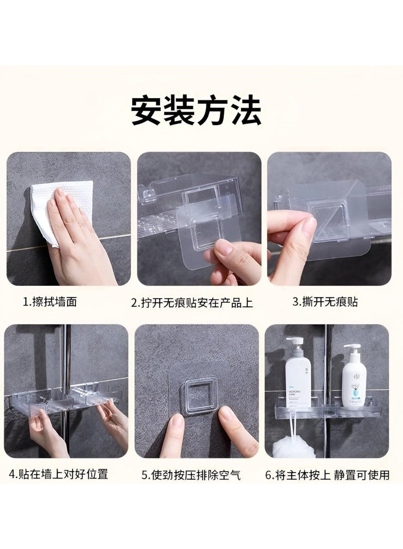 كيتشينو رف استحمام - علبة اكريليك أنيقة وعملية مع حامل لاصق قوي، مصممة لحمل الشامبو وغسول الجسم والليفة مع رأس دش مخصص أو خطاف ملحق - Image 3