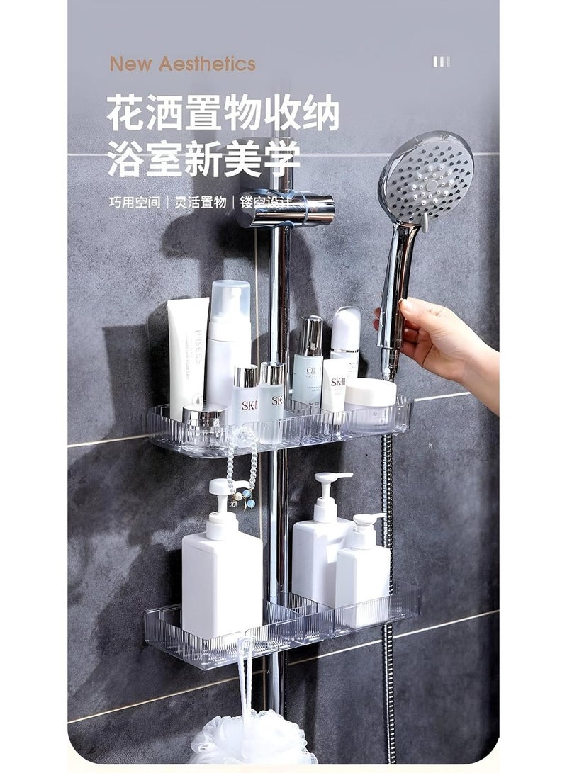 كيتشينو رف استحمام - علبة اكريليك أنيقة وعملية مع حامل لاصق قوي، مصممة لحمل الشامبو وغسول الجسم والليفة مع رأس دش مخصص أو خطاف ملحق - Image 4
