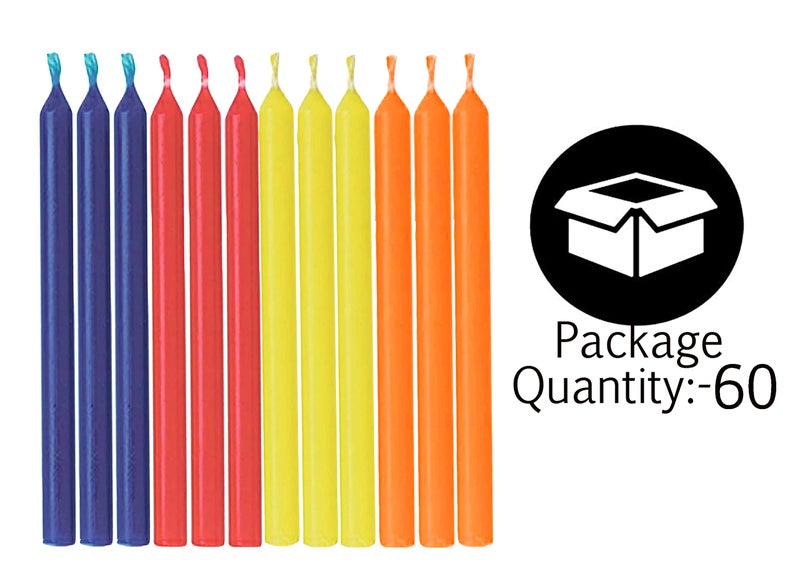 atorakushon [Pack of 60] Colourfull Chime Stick Candle Especially Meant for Healing Chakras Ritual Candles Decoration Lighting Diwali Birthday - Image 3