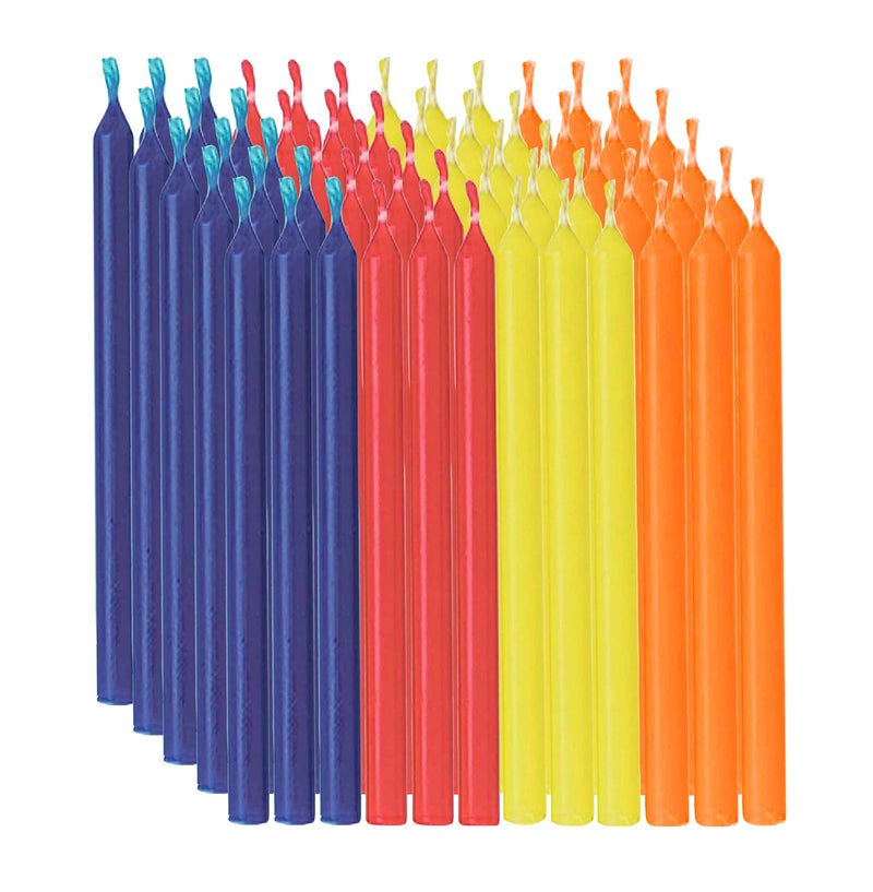 atorakushon [Pack of 60] Colourfull Chime Stick Candle Especially Meant for Healing Chakras Ritual Candles Decoration Lighting Diwali Birthday - Image 1