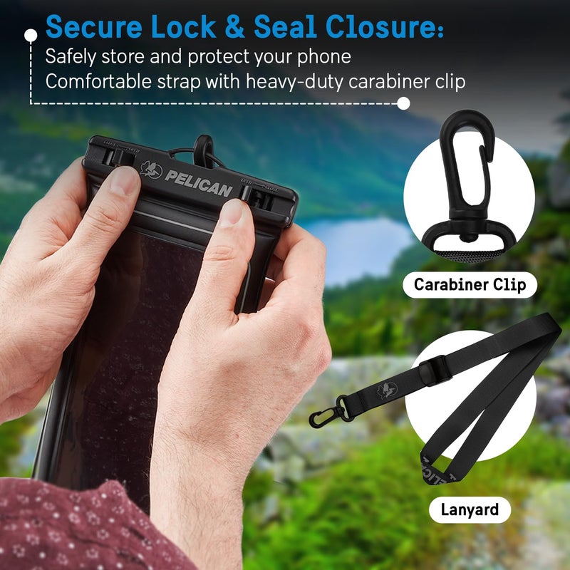 Pelican Marine - IP68 Waterproof Phone Pouch (Regular Size) Floating Waterproof Phone Case - Beach Cruise Ship Travel Essentials - Works with All Phones - Detachable Lanyard - Black - Image 5