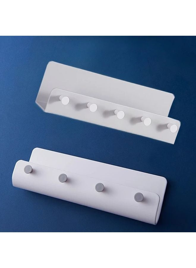 قطعتان حامل مفاتيح أبيض رمادي ذاتي اللصق للحائط منظم للأبواب بدون حفر - Image 1