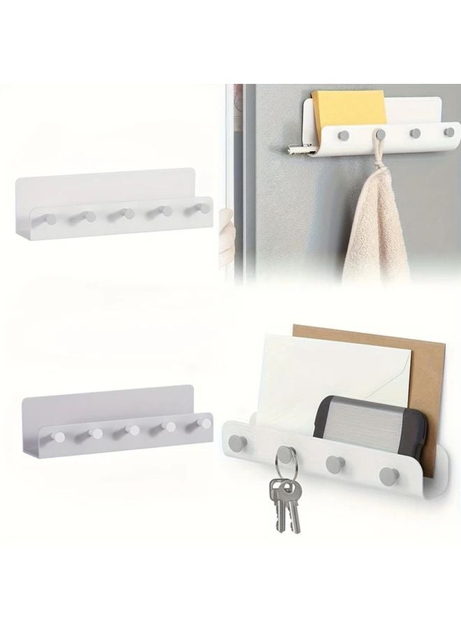 قطعتان حامل مفاتيح أبيض رمادي ذاتي اللصق للحائط منظم للأبواب بدون حفر - Image 2