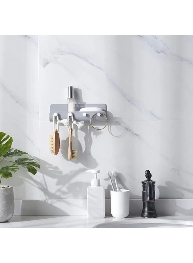 قطعتان حامل مفاتيح أبيض رمادي ذاتي اللصق للحائط منظم للأبواب بدون حفر - Image 3