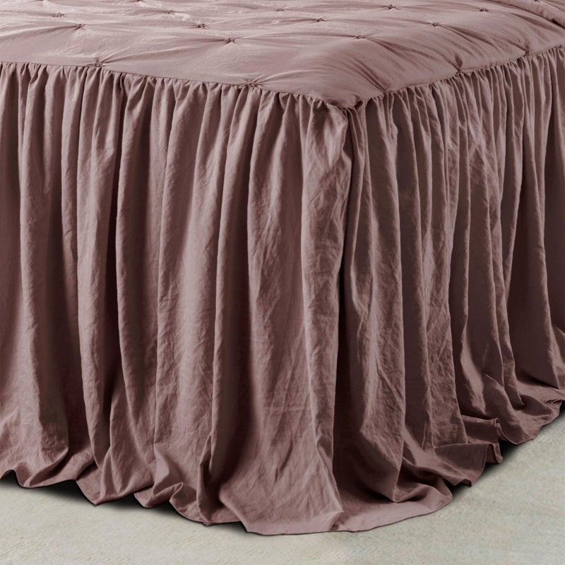 Lush Decor Ravello Pintuck Ruffle Skirt Bedspread Set - Luxe 3 Piece Ruffled Bedding Set - Traditional Glam & Farmhouse Inspired Bedroom Decor - King, Woodrose - Image 4