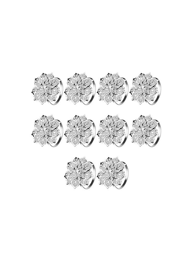Set of 10 Hollow Metal Flower Napkin Holders for Elegant Table Decor - Image 1