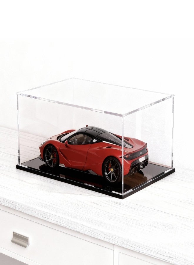 HEMYLU Acrylic Display Case with Lid, Rectangle Clean Acrylic Box with Matte Black Stand for 1:18 Diecast Model Cars (13x6.7x6.3 inch) - Image 1