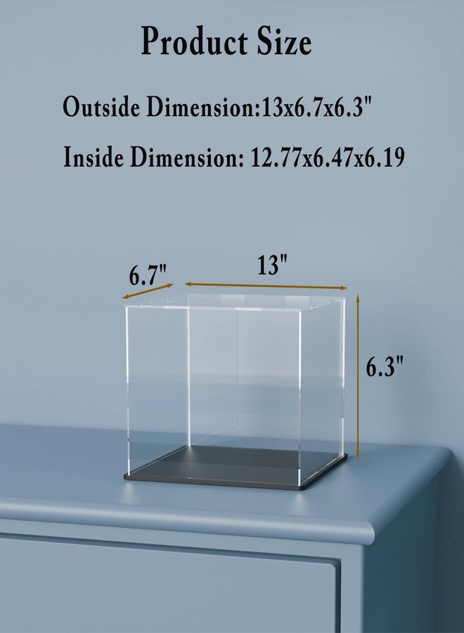 HEMYLU Acrylic Display Case with Lid, Rectangle Clean Acrylic Box with Matte Black Stand for 1:18 Diecast Model Cars (13x6.7x6.3 inch) - Image 3