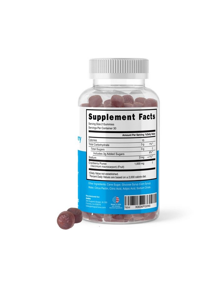 Amire by Dr. Awan Super Cranberry Gummies, Helps Support Urinary Tract Health, Helps Boosts Immune Function, Gelatin-Free Cranberry Chews for Men & Women, 120ct, 60-Day Supply - Image 2