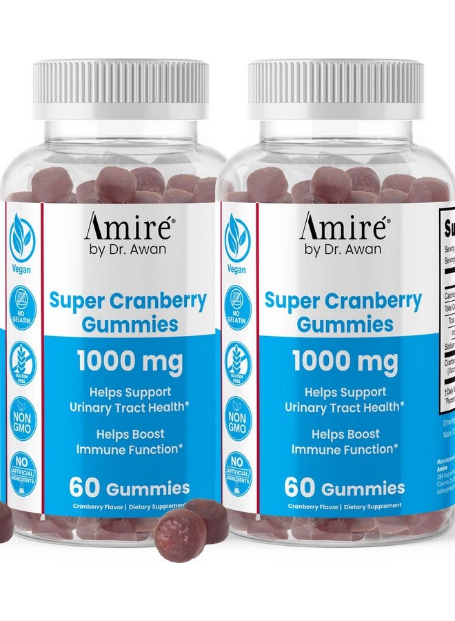 Amire by Dr. Awan Super Cranberry Gummies, Helps Support Urinary Tract Health, Helps Boosts Immune Function, Gelatin-Free Cranberry Chews for Men & Women, 120ct, 60-Day Supply - Image 1