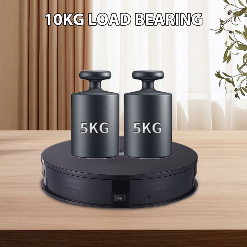 25cm/ 10 Inch Motorized Rotating Display Stand with RGB Light 360° Rotating Electric Potography Turntable for Products Display Live Video Show 10kg Load Capacity Low Noise with Remote Control Black - Image 3