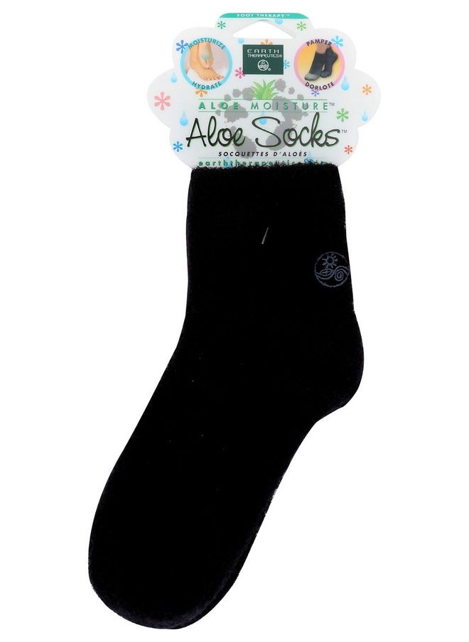 Earth Therapeutics Aloe Vera Socks - Infused With Natural Aloe Vera & Vitamin E - Helps Dry Feet, Cracked Heels, Calluses, Rough Skin, Dead Skin - Use With Your Favorite Lotions - Black 