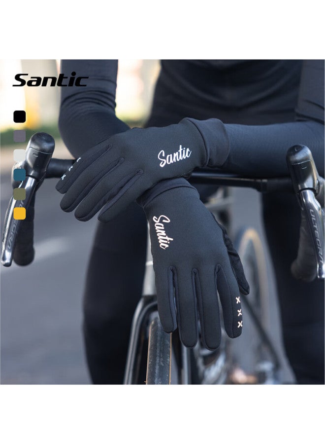 Sendik ike Santic Lightweight Windproof Cycling Gloves, Fleece-lined Warm Long-finger Gloves, Zao Leng, Black, XL - Image 2