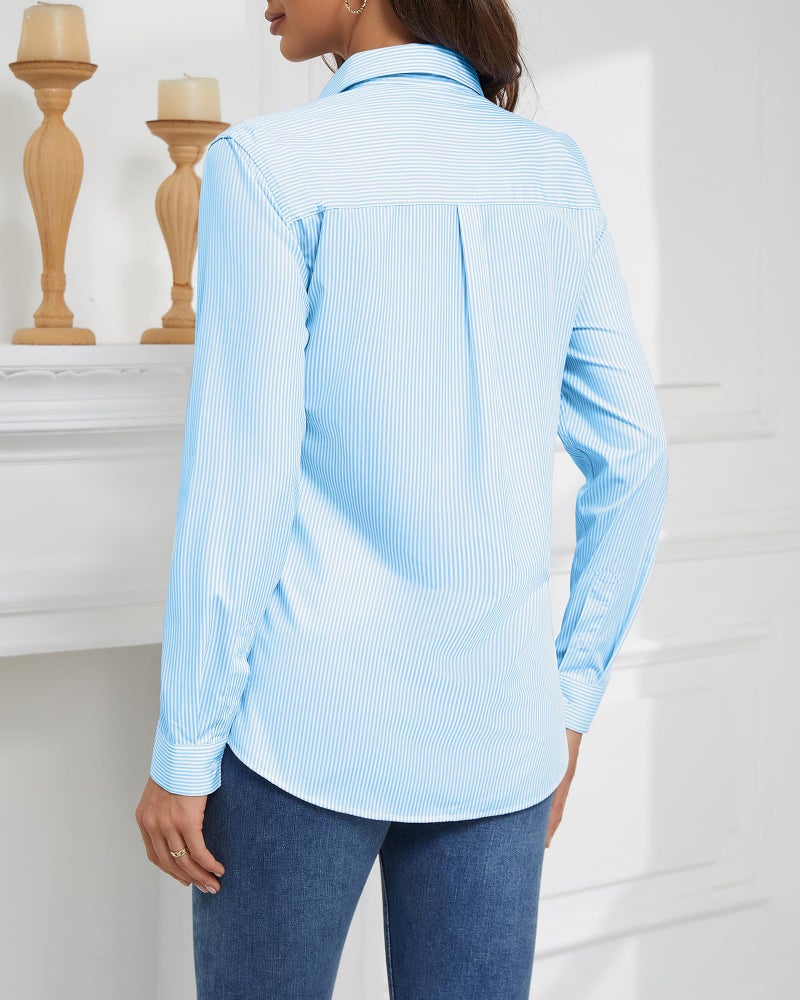 TOLOVIC Wrinkle Free Womens Button Down Shirts for Women Long Sleeve Stretch Business Office Formal Work Blouses Tops - Image 4