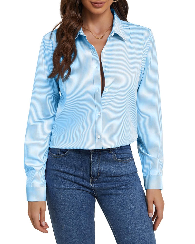 TOLOVIC Wrinkle Free Womens Button Down Shirts for Women Long Sleeve Stretch Business Office Formal Work Blouses Tops - Image 1