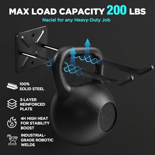 Nacial Garage Hooks, Heavy Duty Garage Hook, 12.4 Inch Wall Mount Hangers, Max Load 200 lbs Garage Storage Utility Hooks for Ladders, Chairs, Car Tires, Strollers, Garden Tools, Perfect man's day gifts - Image 5