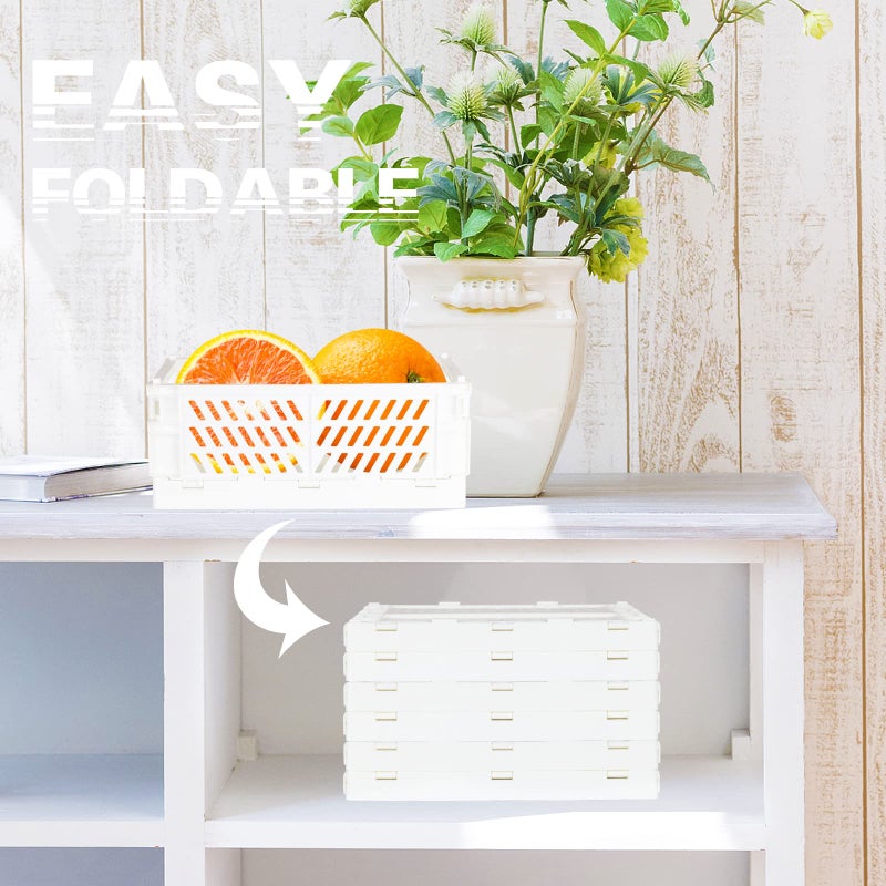 Tixill 2-Pack Mini Foldable Plastic Baskets for Organizing and Storage, Collapsible Storage Crate for Home Kitchen Bedroom Bathroom Office (5.9x3.8x2.2, White) - Image 3