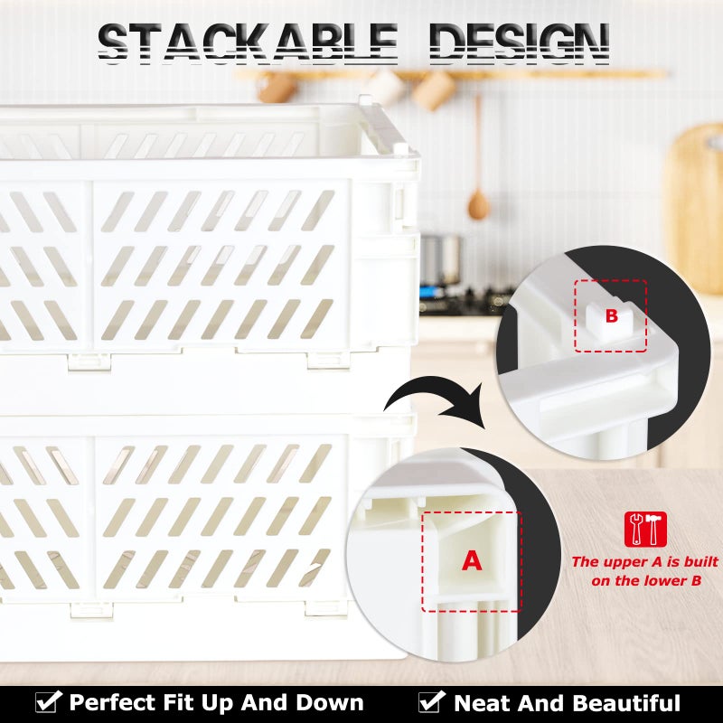 Tixill 2-Pack Mini Foldable Plastic Baskets for Organizing and Storage, Collapsible Storage Crate for Home Kitchen Bedroom Bathroom Office (5.9x3.8x2.2, White) - Image 4