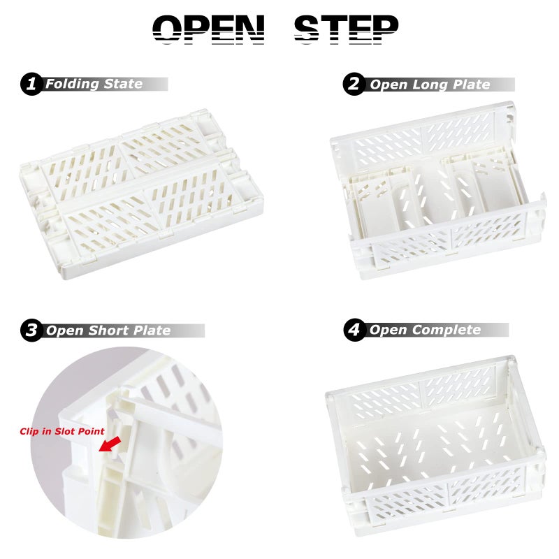 Tixill 2-Pack Mini Foldable Plastic Baskets for Organizing and Storage, Collapsible Storage Crate for Home Kitchen Bedroom Bathroom Office (5.9x3.8x2.2, White) - Image 5