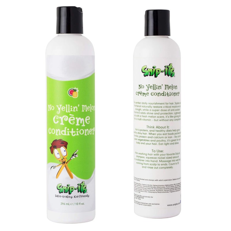 Snipits No Yellin Melon Natural Kids Conditioner 10oz  Nourish and Restore Swimmers Hair  Kids Detangler for Smooth Hair Smells Great  Natural Conditioner Made in USA  Salon Quality Kid Friendly