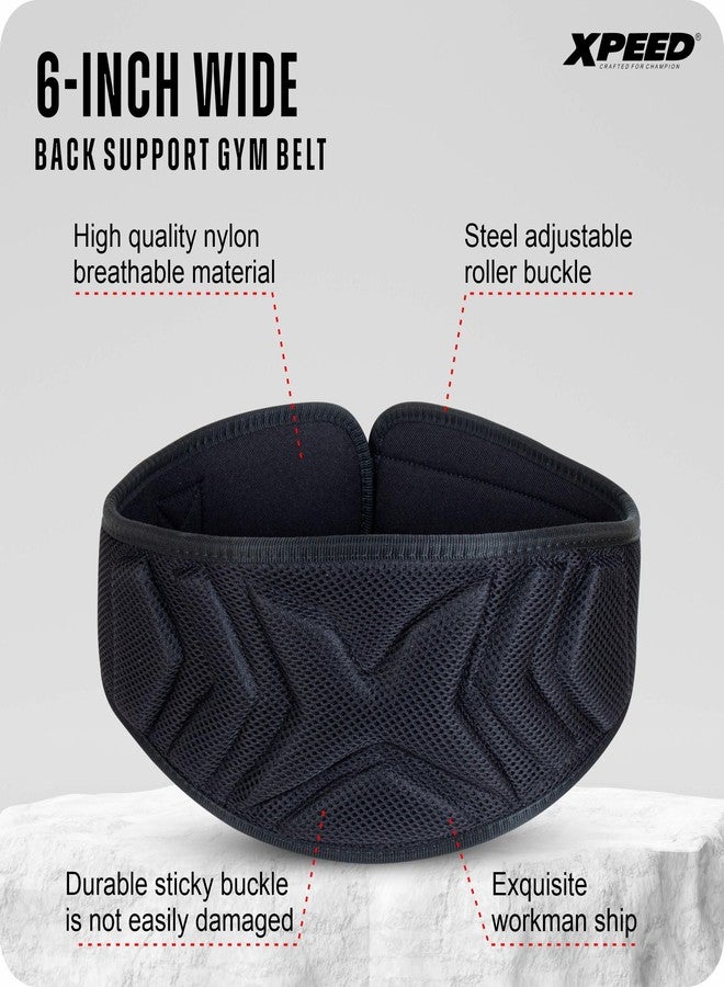 Xpeed Premium Nylon Weightlifting Belt || Lumbar Waist Support Trainer || Weight Lifting belt For Workout || Fitness || Sport|| Gym for Men and Women (Pack of 1) (Black) (M) - Image 3