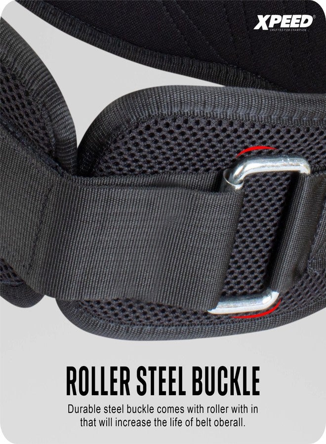 Xpeed Premium Nylon Weightlifting Belt || Lumbar Waist Support Trainer || Weight Lifting belt For Workout || Fitness || Sport|| Gym for Men and Women (Pack of 1) (Black) (M) - Image 4