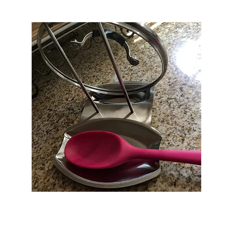 SOLARAE Spoon Rest and Pot Lid Holder, Stainless Steel Pan Pot Cover Lid Rack Shelf Stand Holder Spoon Holder Utensil Rest Stove Organizer Storage Soup Spoon Rests Kitchen Tool - Image 5