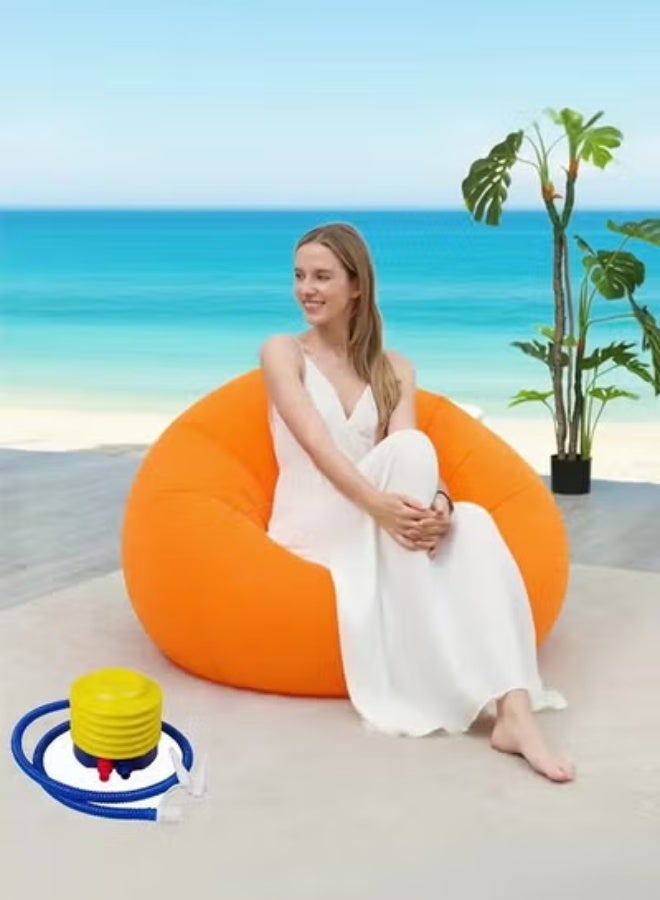 Inflatable bean bag chair Ultra-soft without padding Sofa chair Furniture accessories Washable and foldable Ergonomic for outdoor use Suitable for balcony camping orange - Image 2