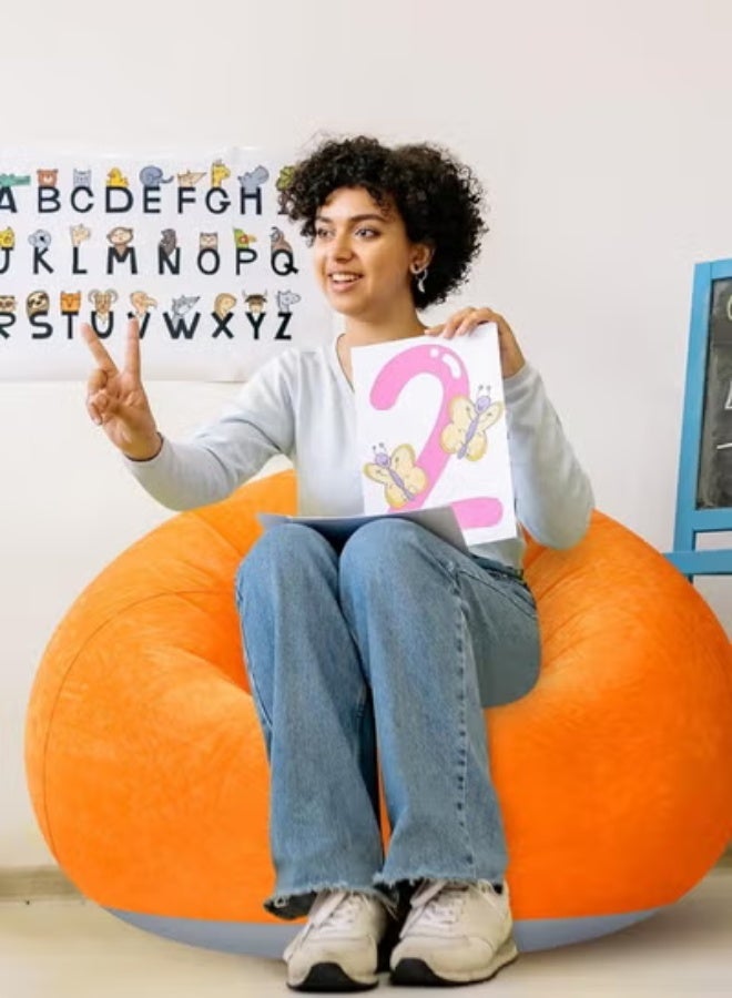 Inflatable bean bag chair Ultra-soft without padding Sofa chair Furniture accessories Washable and foldable Ergonomic for outdoor use Suitable for balcony camping orange - Image 1