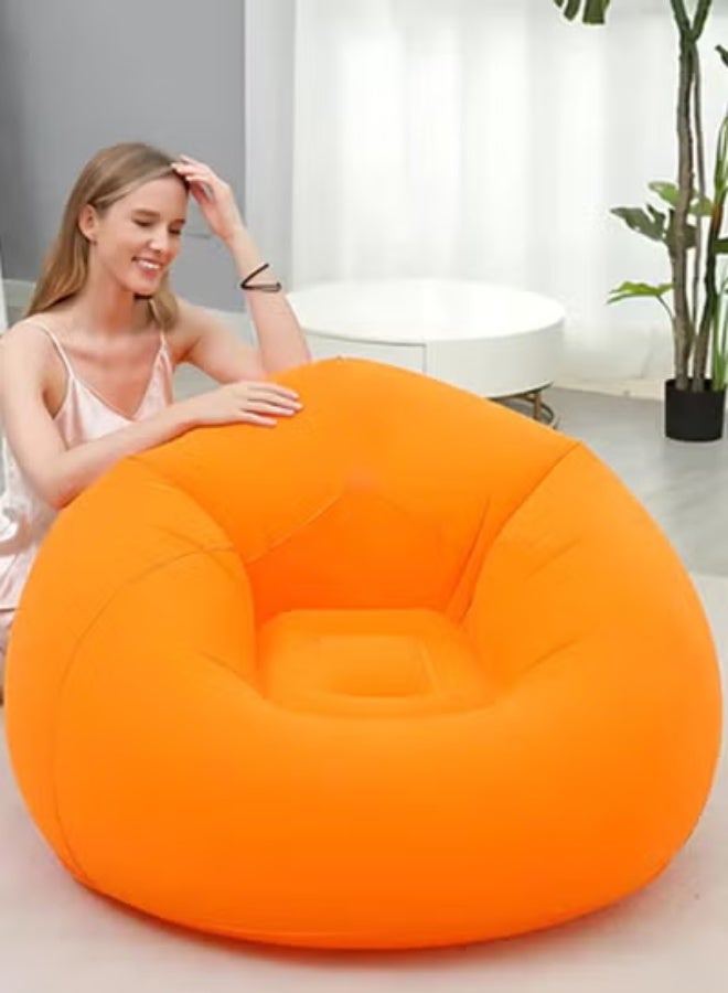 Inflatable bean bag chair Ultra-soft without padding Sofa chair Furniture accessories Washable and foldable Ergonomic for outdoor use Suitable for balcony camping orange - Image 4