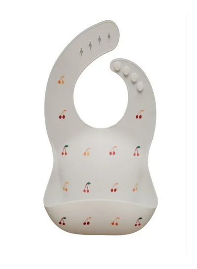 mushie Cherries Printed Silicone Baby Bib