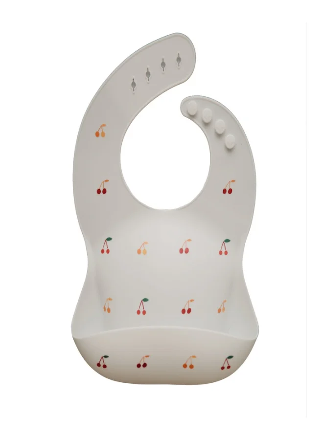 mushie Cherries Printed Silicone Baby Bib