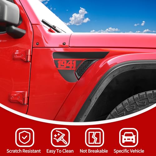 JeCar Side Fender Vent Decals 1941 Vinyl Stickers Compatible with Jeep Wrangler 2018-2025 JL JLU & 2020-2025 Gladiator JT, 1 Pair - Image 4