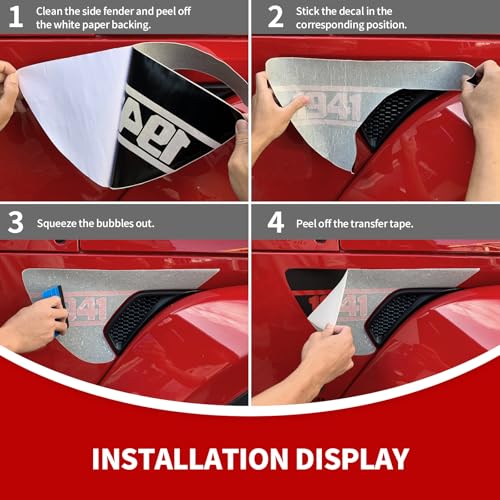 JeCar Side Fender Vent Decals 1941 Vinyl Stickers Compatible with Jeep Wrangler 2018-2025 JL JLU & 2020-2025 Gladiator JT, 1 Pair - Image 3