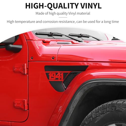 JeCar Side Fender Vent Decals 1941 Vinyl Stickers Compatible with Jeep Wrangler 2018-2025 JL JLU & 2020-2025 Gladiator JT, 1 Pair - Image 5