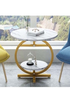 Metal side table with storage 2 layers outdoor modern small easy to assemble