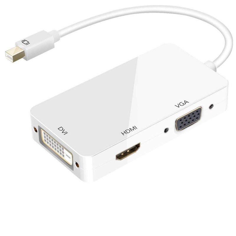 SKPM Mini DisplayPort to HDMI VGA DVI Adapter, Full 1080P HD Port Converter Compatible for MacBook Air/Pro,Surface Pro 3/4, ThinkPad White - Image 1