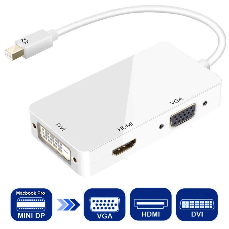 SKPM Mini DisplayPort to HDMI VGA DVI Adapter, Full 1080P HD Port Converter Compatible for MacBook Air/Pro,Surface Pro 3/4, ThinkPad White - Image 3