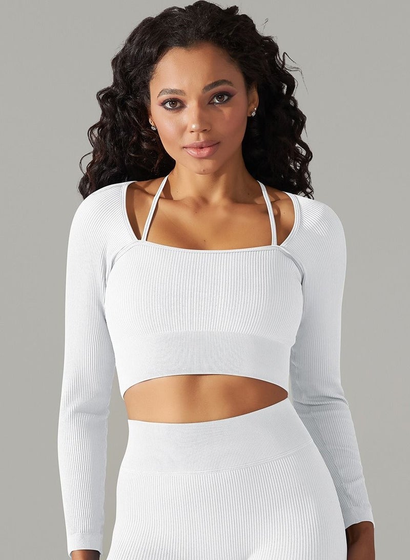 Loquat Yoga Tight Fitting Stretch Soft T-shirt White  - Image 1