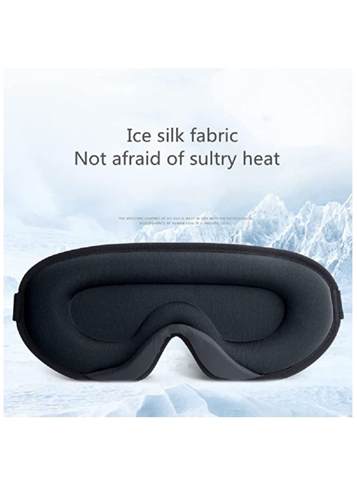 Arabest Sleep Eye Mask and Silicone Earplugs, Noise Reduction, Night Cover Ice Silk Blindfold for Sleeping Eye Protection Travel Nap - Image 2