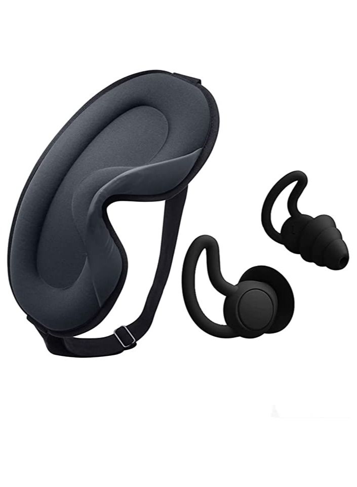 Arabest Sleep Eye Mask and Silicone Earplugs, Noise Reduction, Night Cover Ice Silk Blindfold for Sleeping Eye Protection Travel Nap - Image 1