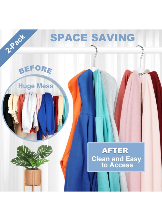 Hoodie Hangers 2-Pack with 6 Wood Balls, 360°Swivel Purse Hanger, Scarf Hanger, Closet Hooks, Handbag Organizer, Bra Hanger, Accessory Organizers for Scarf, Tanktop, Hat, Hoodie CT43W - Image 3