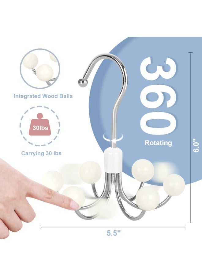 Hoodie Hangers 2-Pack with 6 Wood Balls, 360°Swivel Purse Hanger, Scarf Hanger, Closet Hooks, Handbag Organizer, Bra Hanger, Accessory Organizers for Scarf, Tanktop, Hat, Hoodie CT43W - Image 2