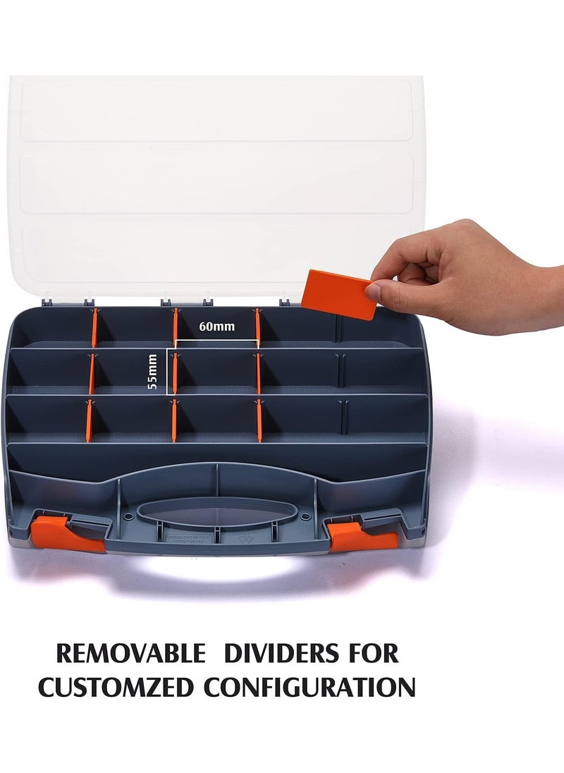 SEVIA - Sevia Double Sided Hardware Box Plastic Storage Box Tools Organiser Hardware Box for Screws Nuts and Small Parts Empty Stackable Multi Utility Storage Box DoubleSided Tool Organizer - Image 1