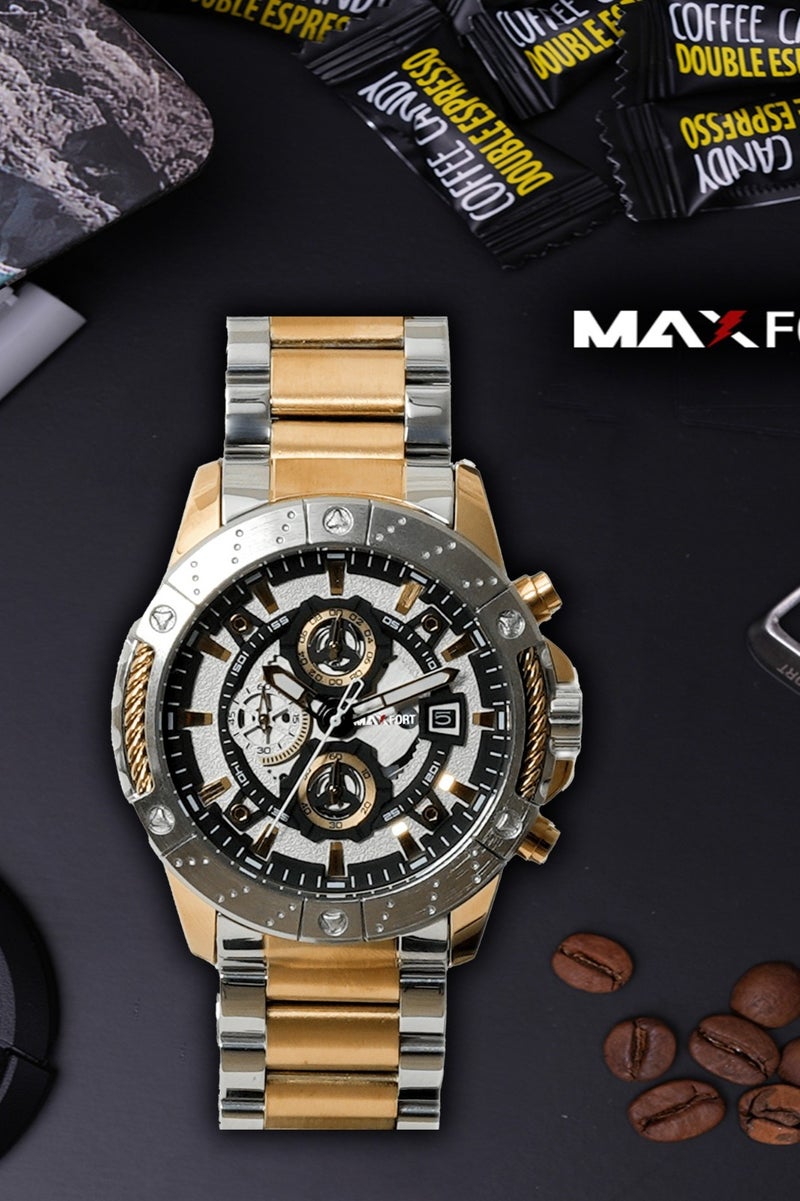 MAXFORT ماكسفورت - MX115GL - تصميم فريد حركة يابانية من الفولاذ المقاوم للصدأ زجاج معدني مقاوم للماء 3ATM ساعة - Image 2