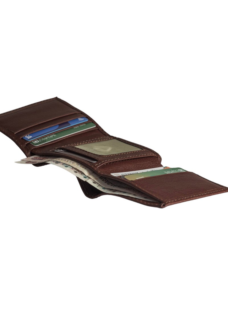 Top Leather (SA 114) Trifold Wallet for Men - Ultra Strong Stitching - Handcrafted eagyptian Leather - Extra Capacity Trifold Wallet - Thin and Sophisticated Tri-Fold Design